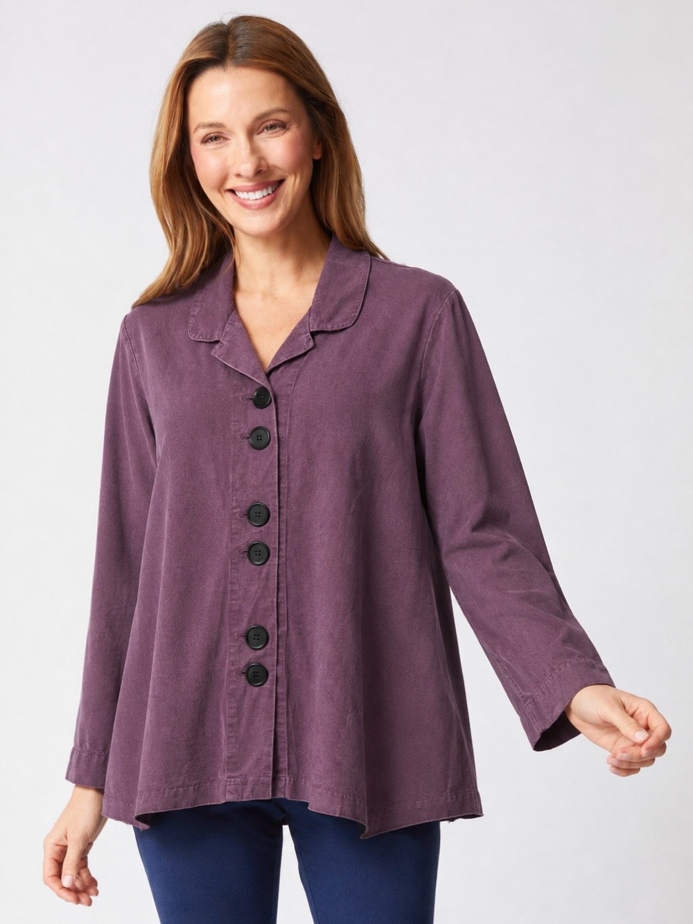 Habitat Y2K Made in USA Tencel Rayon Jacket Purple Lagenlook Artsy Boho Size M